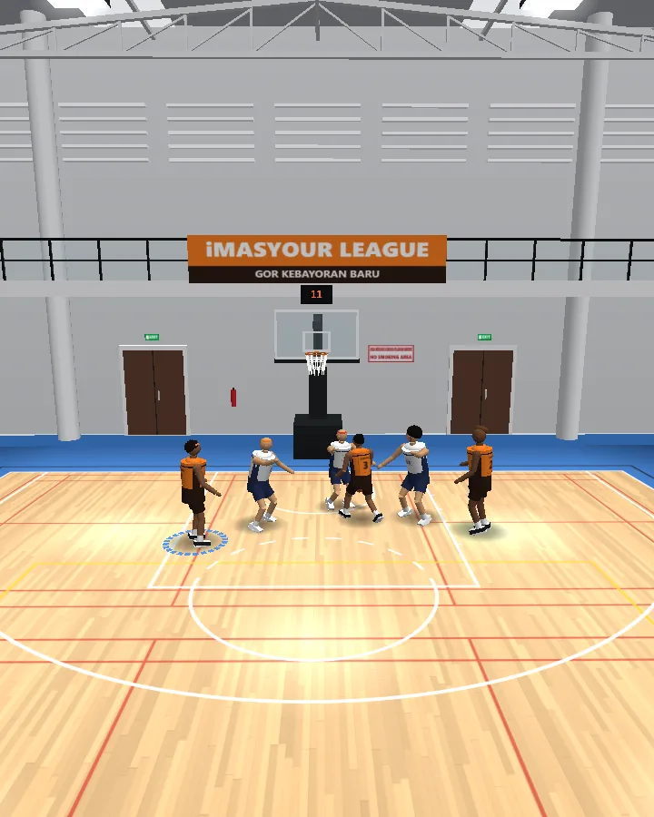 Cuplikan game iMasyour Hoops: laga 3x3 di map GOR Kebayoran Baru
